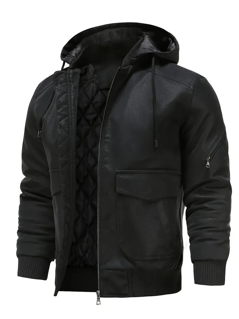 Premium Brown Hooded Leather-Style Jacket