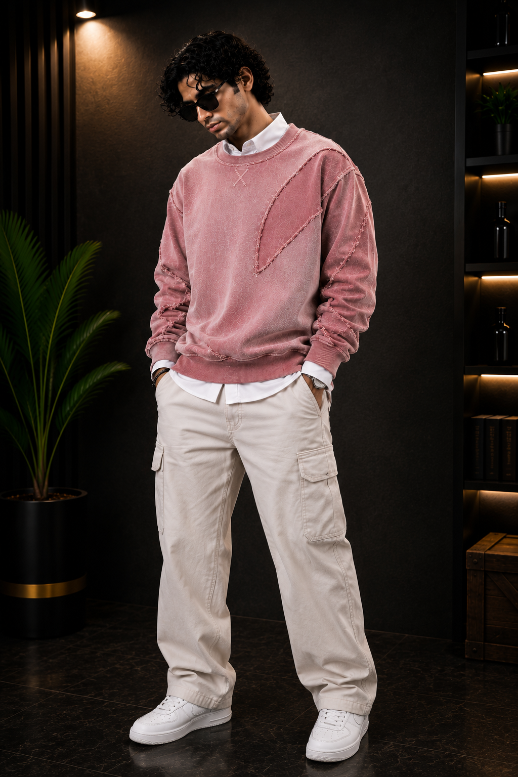 ๐ธ Pink Patchwork Stitch Detail Premium Sweatshirt