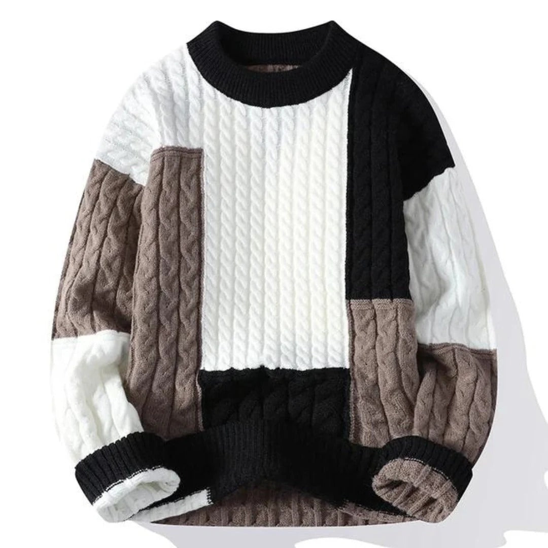 Premium Patchwork Cable Knit Sweater