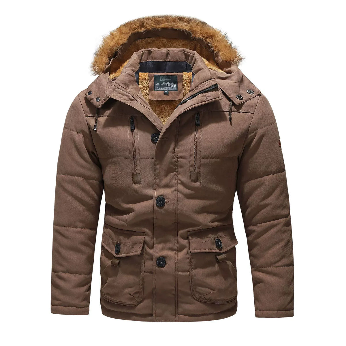 Premium Black Fur-Hooded Winter Jacket