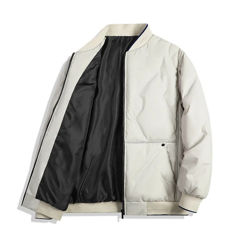 Premium Beige Quilted Bomber Jacket for Men