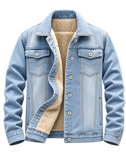 Premium Light Blue Sherpa-Lined Denim Jacket