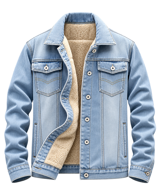 Premium Light Blue Sherpa-Lined Denim Jacket