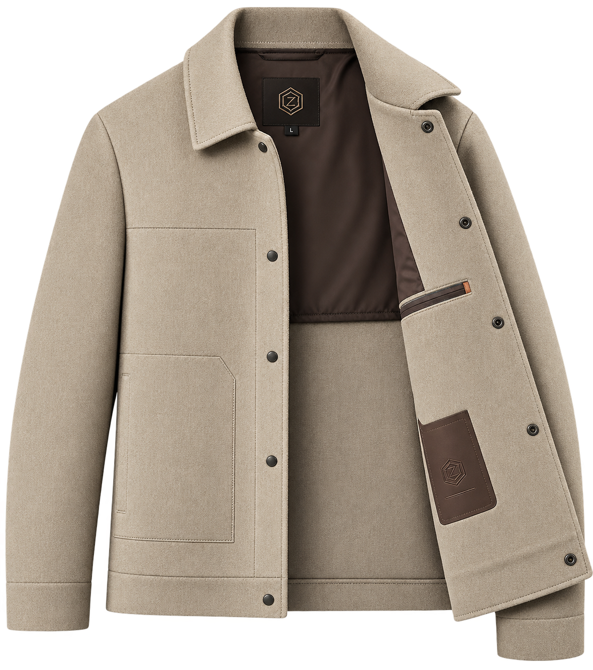 Premium Beige Wool-Style Button Jacket
