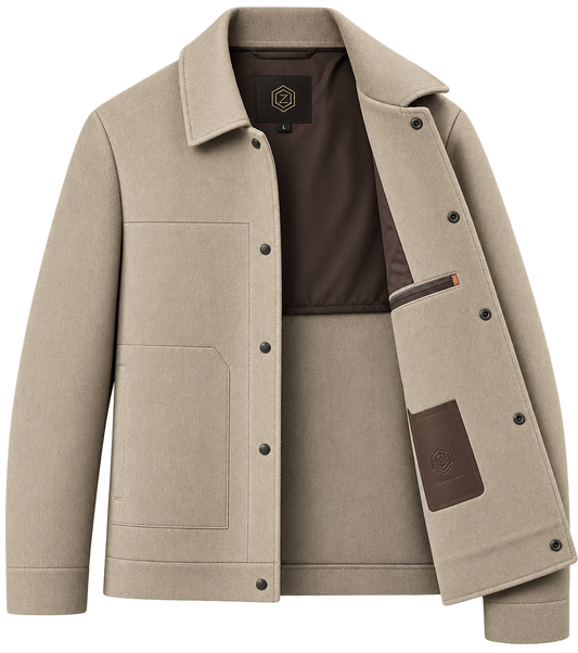 Premium Beige Wool-Style Button Jacket