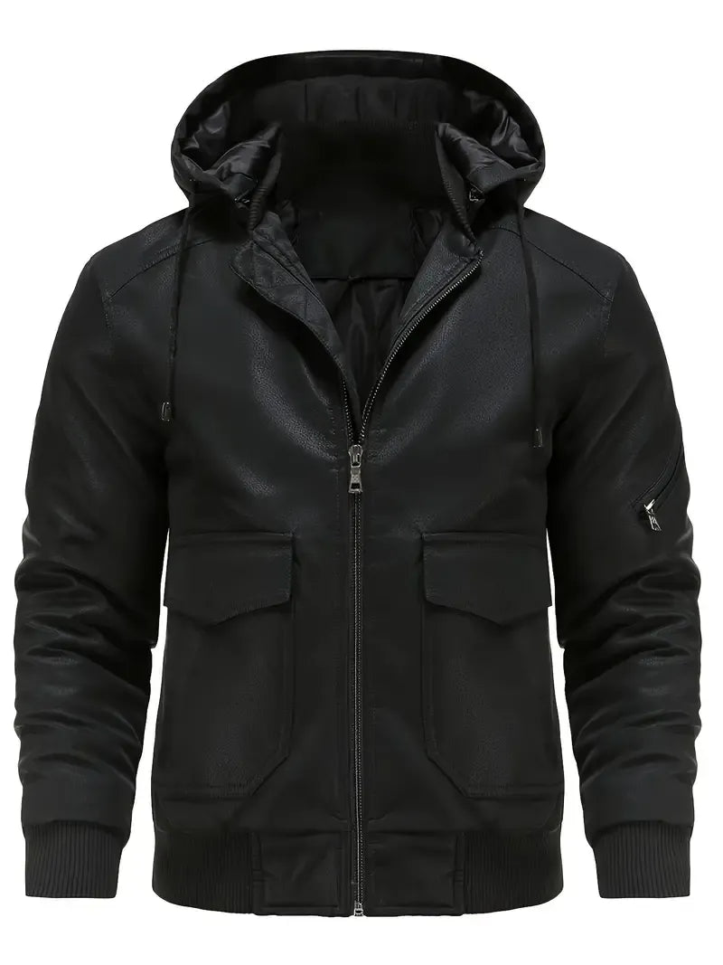 Premium Brown Hooded Leather-Style Jacket