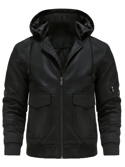 Premium Brown Hooded Leather-Style Jacket
