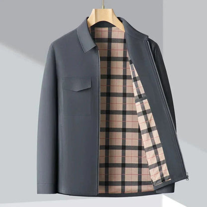 Premium Brown Plaid-Lined Casual Jacket