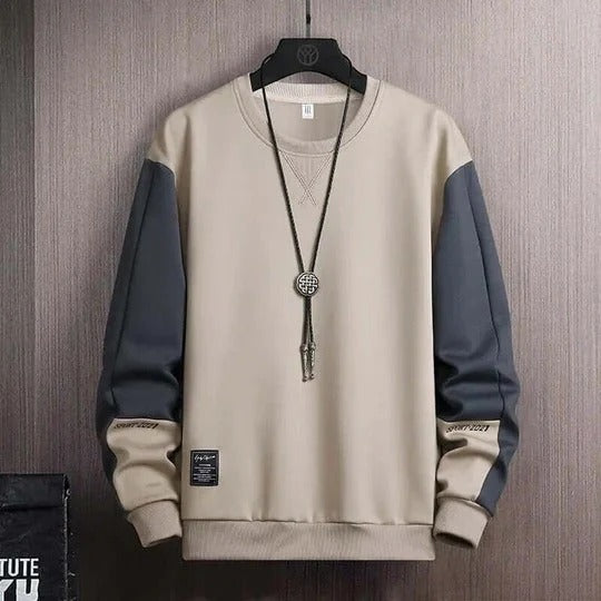 Premium Beige & Navy Casual Sweatshirt