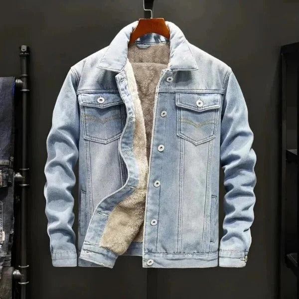 Premium Light Blue Sherpa-Lined Denim Jacket