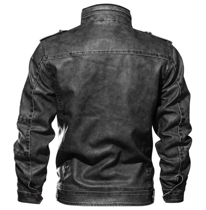Premium Black Leather-Style Biker Jacket