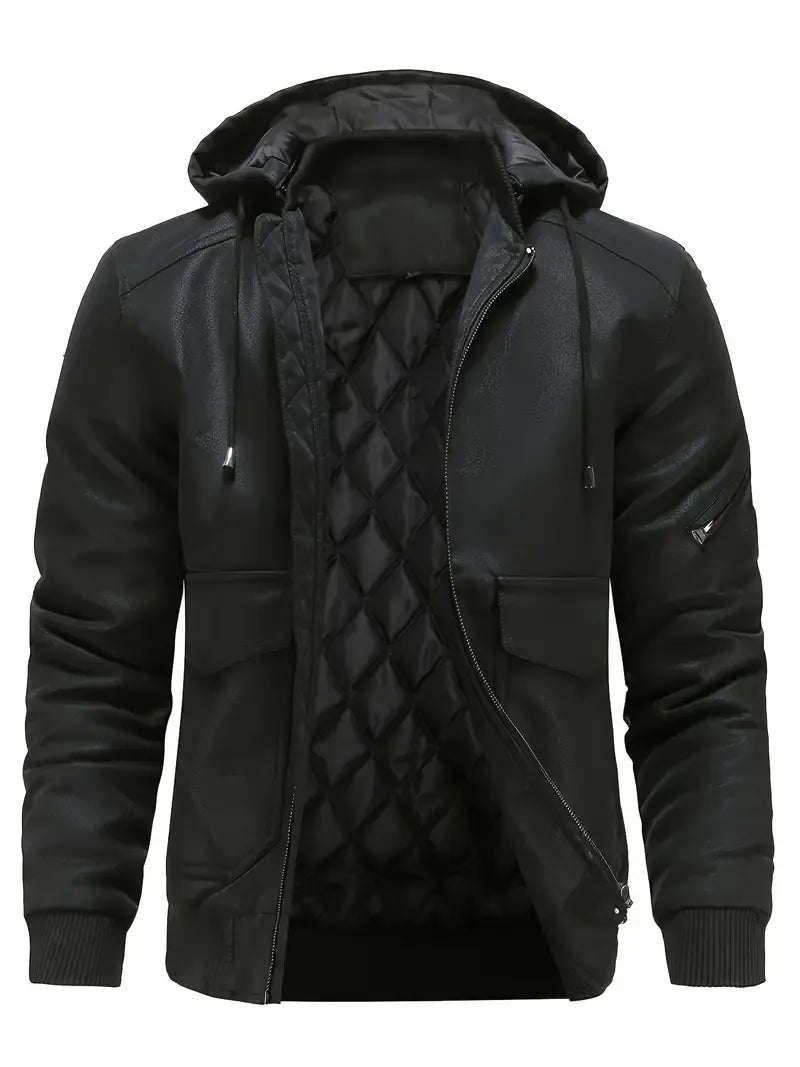 Premium Brown Hooded Leather-Style Jacket