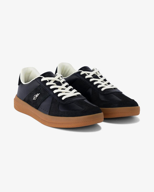 Shozy Premium Black Casual Sneakers for Men | Premium Leather & Suede-Look Lace-Up Lightweight Walking Shoes | Soft Cushioned Comfort | Anti-Slip Gum Rubber Sole