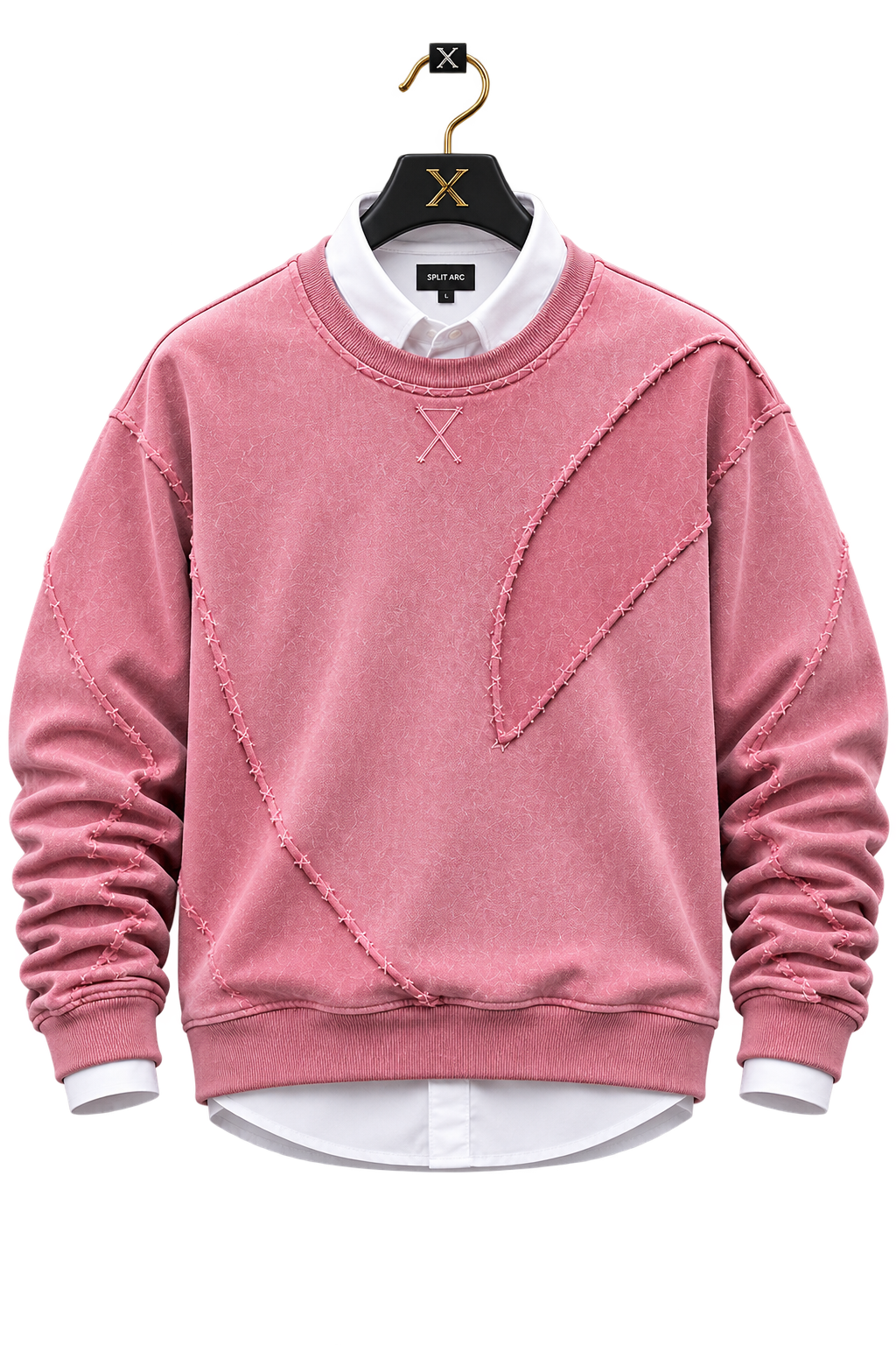 🌸 Pink Patchwork Stitch Detail Premium Sweatshirt