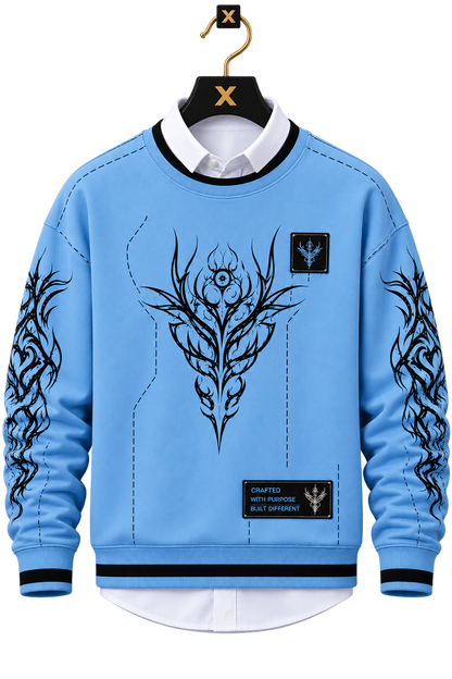 💙 Sky Blue Graphic Print Premium Sweatshirt