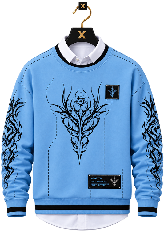 💙 Sky Blue Graphic Print Premium Sweatshirt