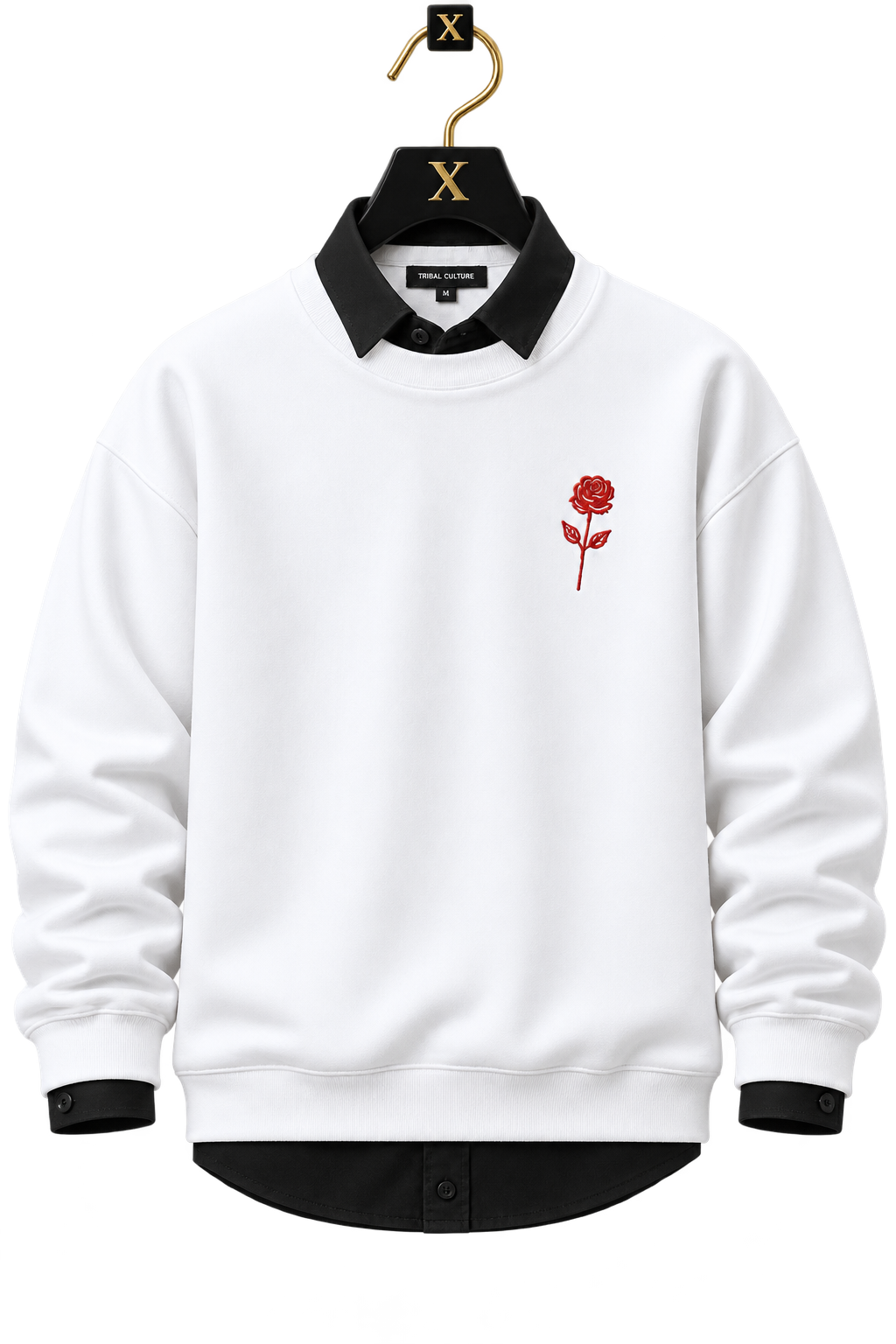 🤍 White Rose Embroidery Premium Sweatshirt