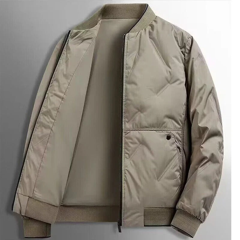 Premium Beige Quilted Bomber Jacket for Men