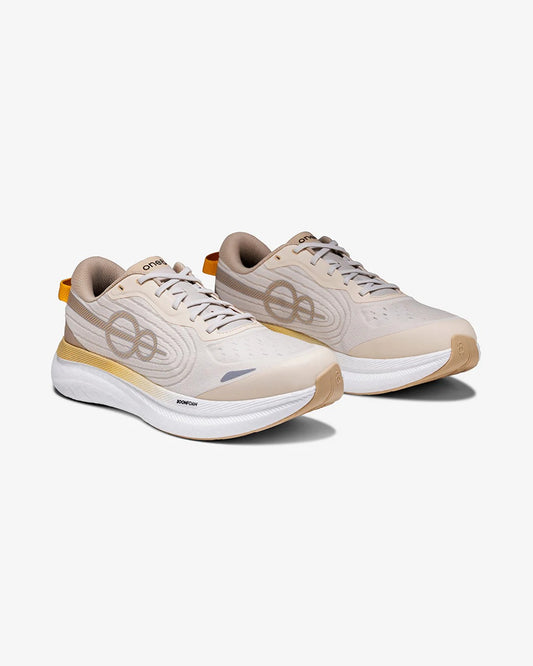 Shozy Premium Beige Running Shoes for Men | Lightweight Breathable Sports Shoes | Cushioned Performance Running Sneakers | Shock Absorbing Foam Midsole | Anti-Slip Rubber Sole