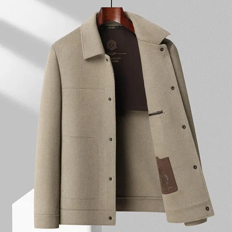 Premium Beige Wool-Style Button Jacket