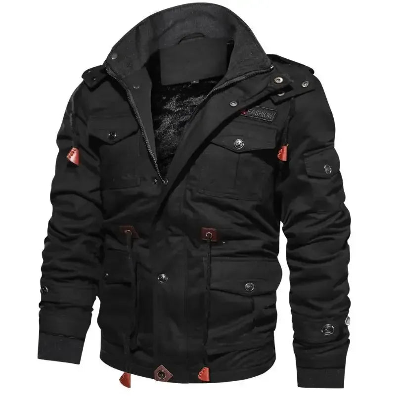 Premium Black Multi-Pocket Winter Jacket