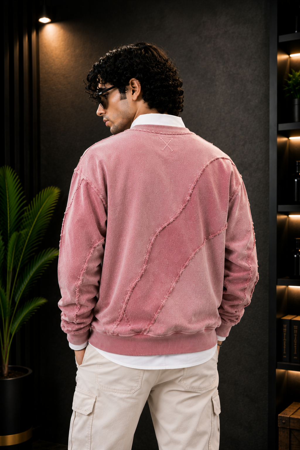 🌸 Pink Patchwork Stitch Detail Premium Sweatshirt