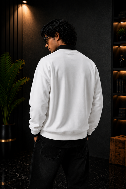 🤍 White Rose Embroidery Premium Sweatshirt