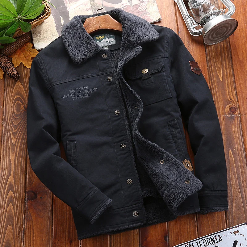 Premium Black Sherpa-Lined Utility Jacket