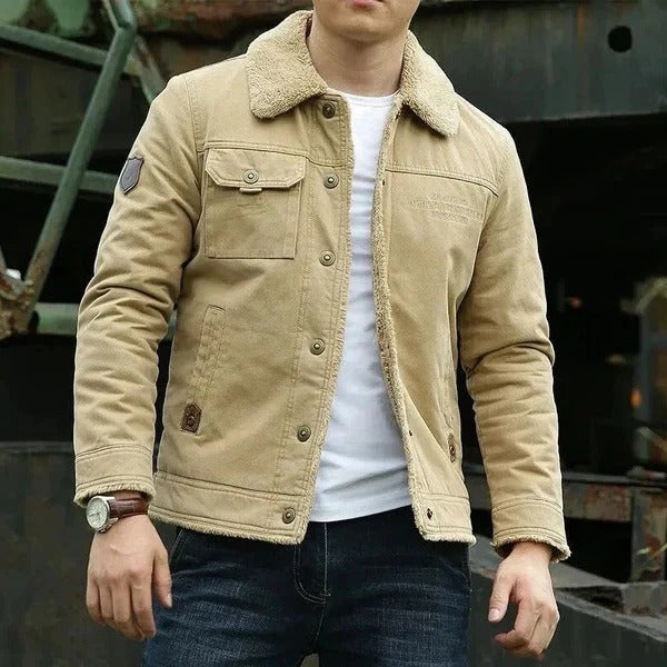 Premium Olive Green Sherpa-Lined Jacket
