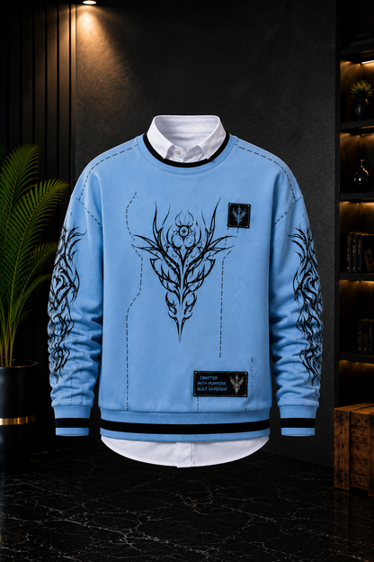 💙 Sky Blue Graphic Print Premium Sweatshirt