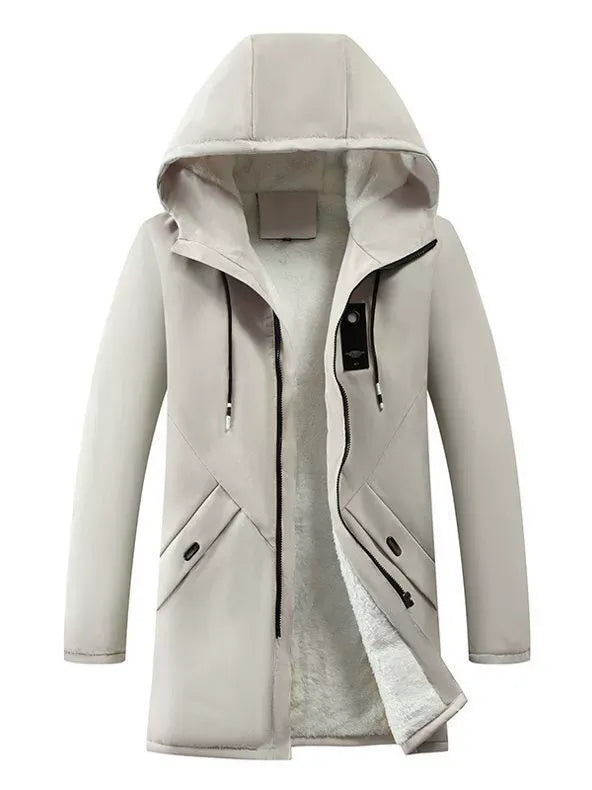 Premium Navy Blue Hooded Long Jacket
