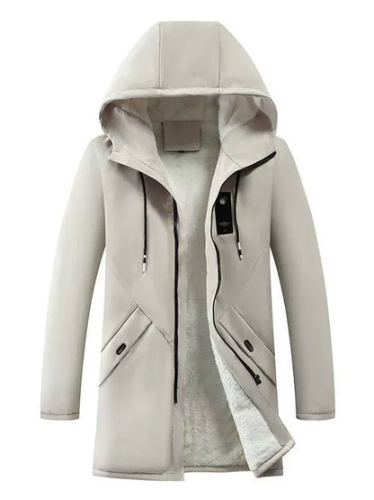Premium Navy Blue Hooded Long Jacket