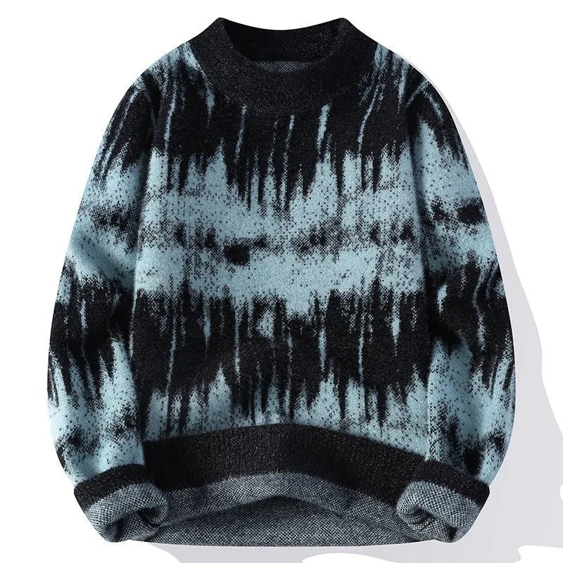Premium Grey & White Wave Knit Sweater