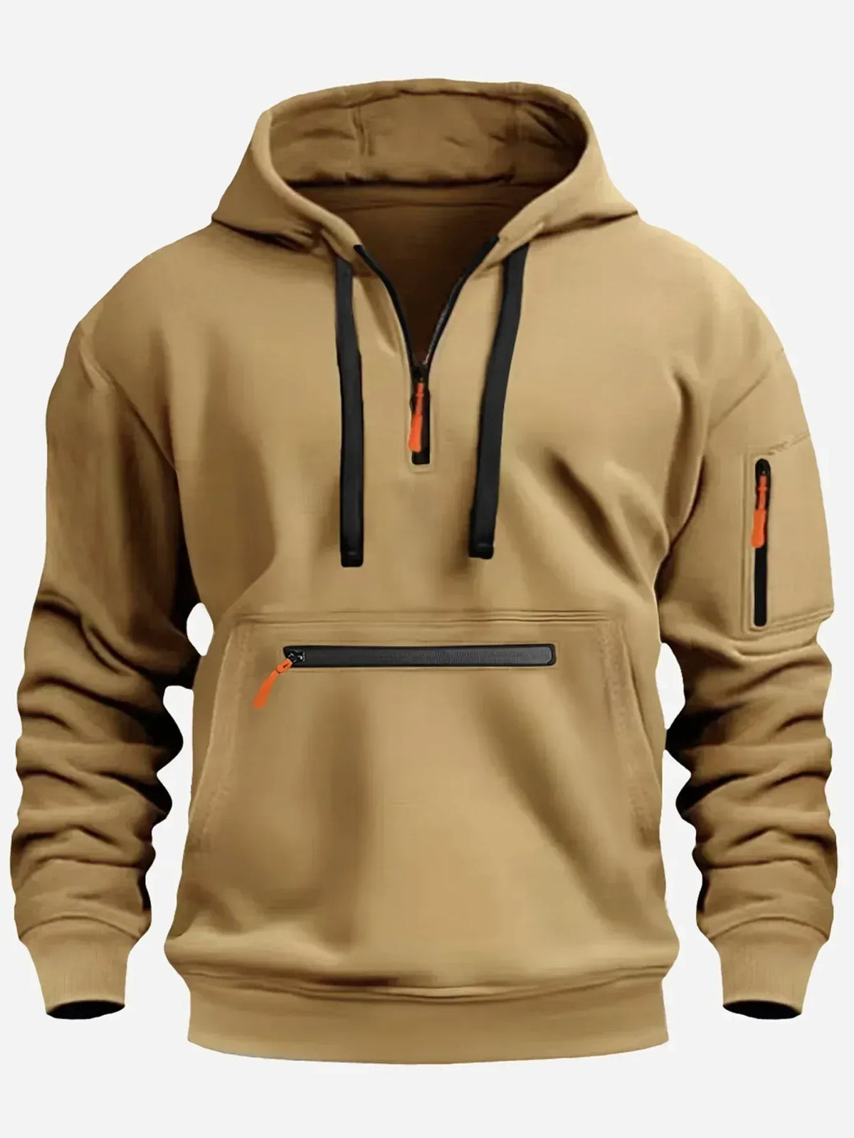 Premium Grey Half-Zip Hooded Sweatshirt