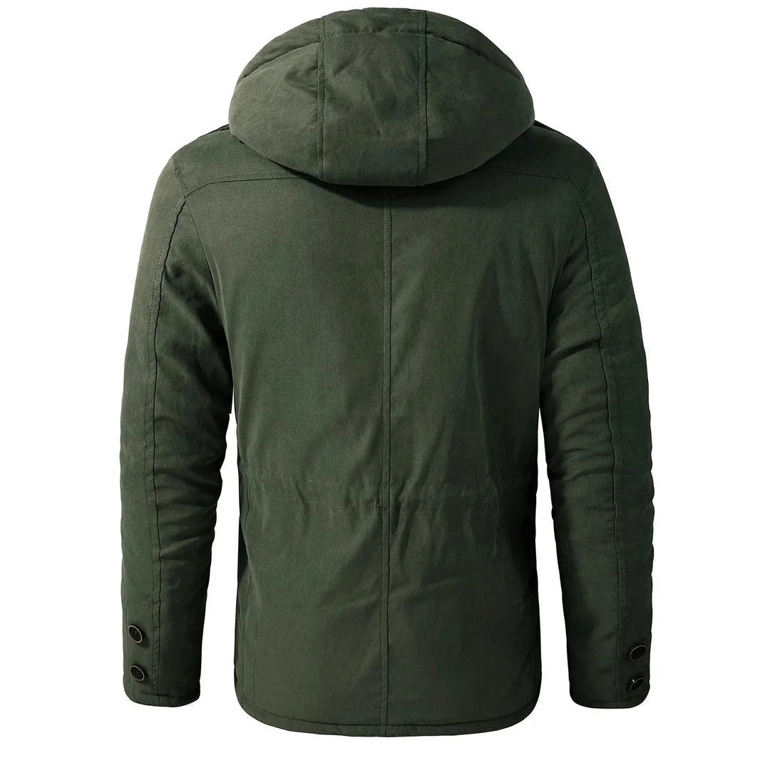 Premium Navy Blue Multi-Pocket Hooded Winter Jacket