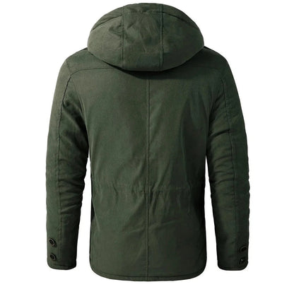 Premium Navy Blue Multi-Pocket Hooded Winter Jacket