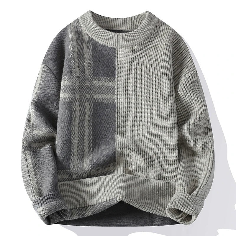 Premium Cream & Brown Colorblock Knit Sweater