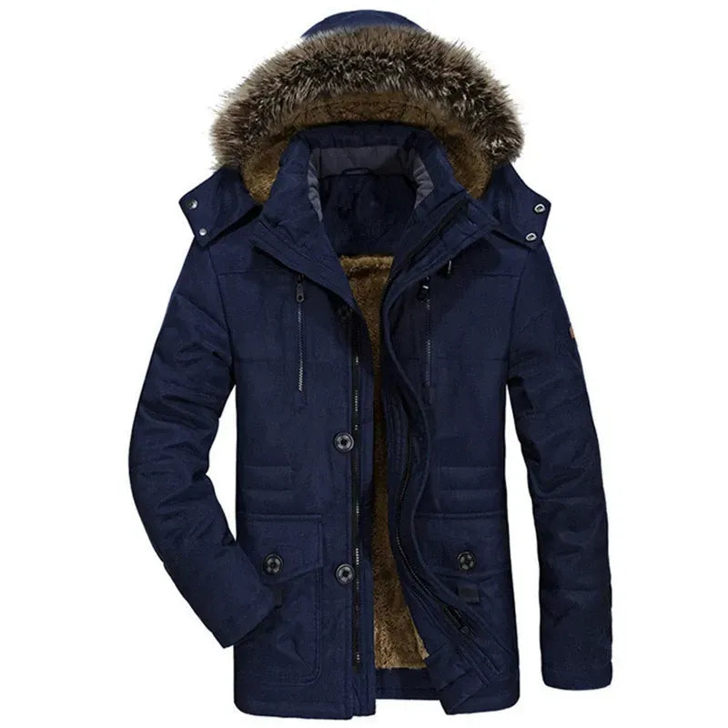 Premium Black Fur-Hooded Winter Jacket