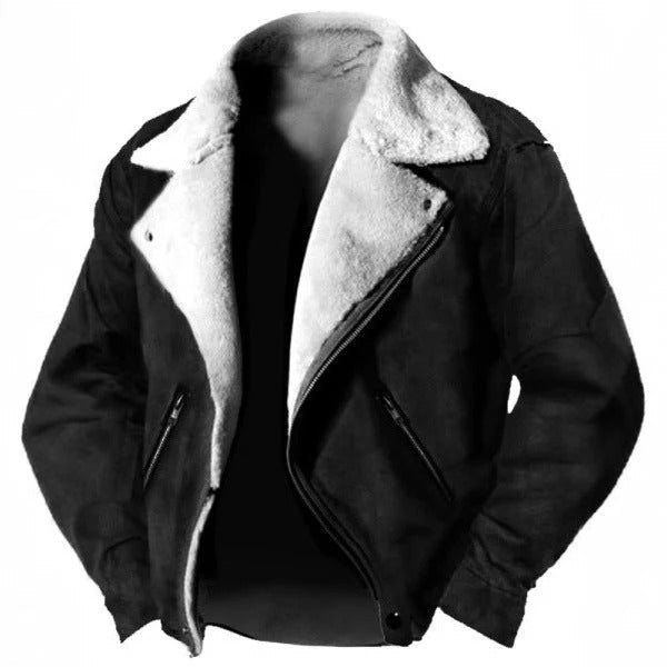 Premium Brown Shearling-Lined Leather-Style Jacket