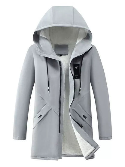 Premium Navy Blue Hooded Long Jacket
