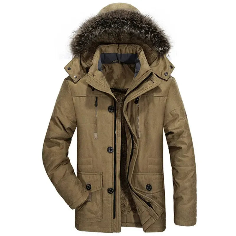 Premium Black Fur-Hooded Winter Jacket