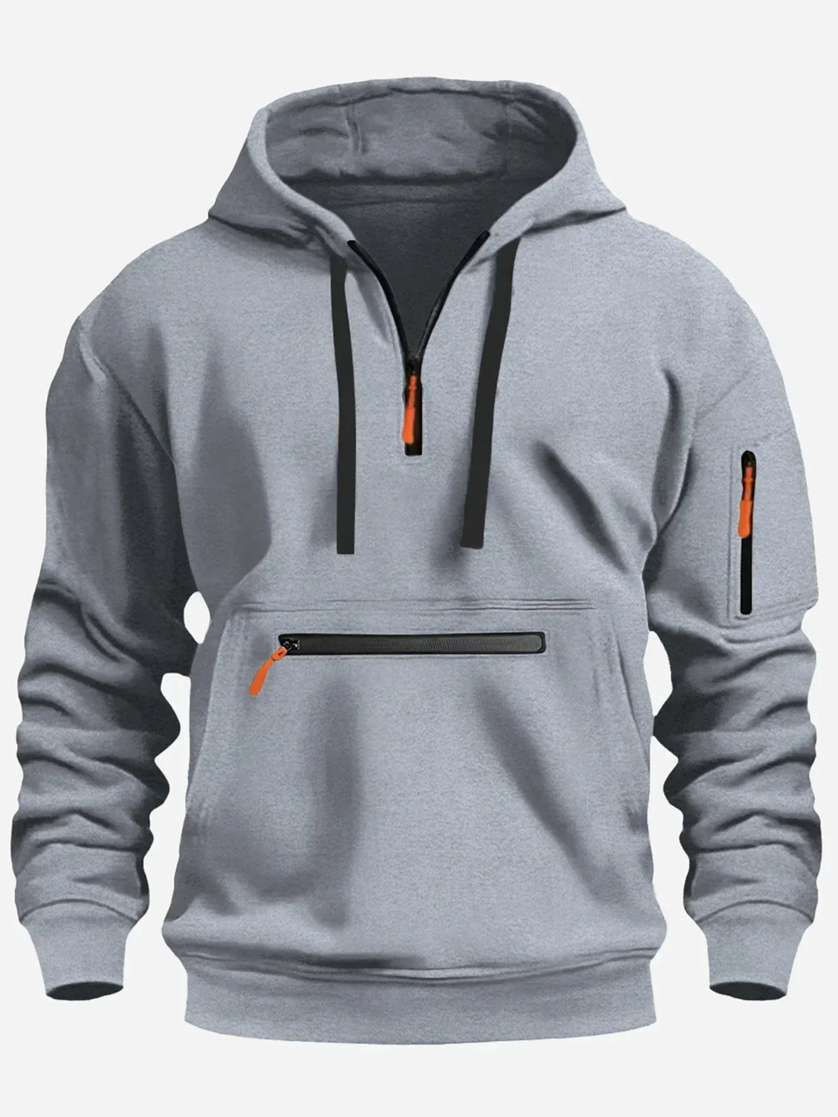 Premium Grey Half-Zip Hooded Sweatshirt