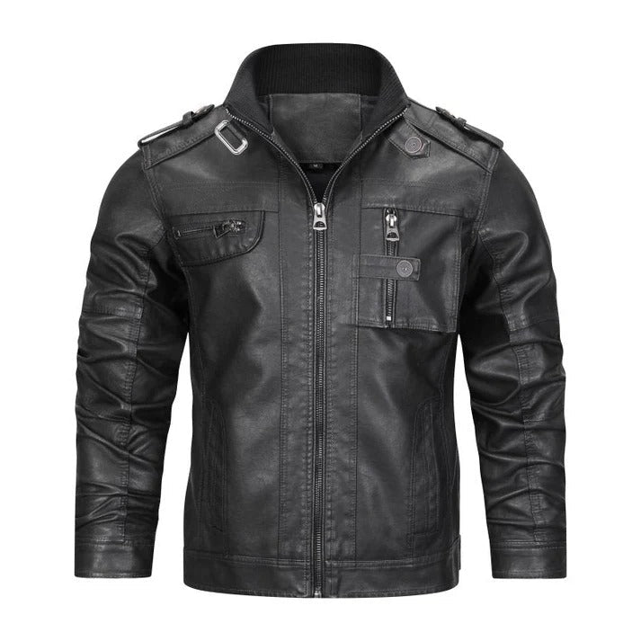 Premium Black Leather-Style Biker Jacket