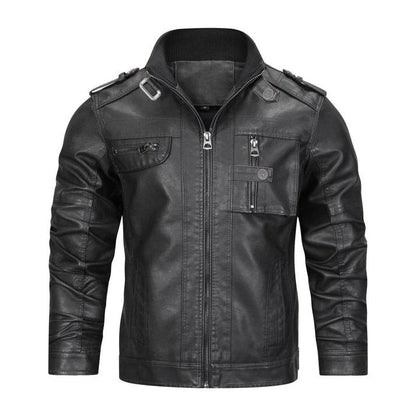 Premium Black Leather-Style Biker Jacket