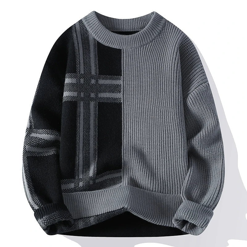 Premium Cream & Brown Colorblock Knit Sweater