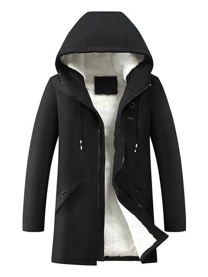 Premium Navy Blue Hooded Long Jacket