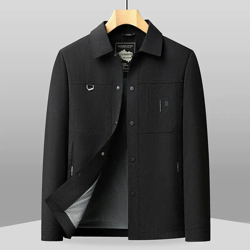 Premium Black Utility Overshirt Jacket