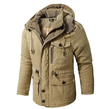 Premium Navy Blue Multi-Pocket Hooded Winter Jacket
