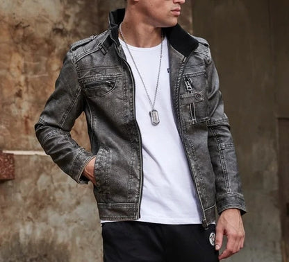 Premium Black Leather-Style Biker Jacket