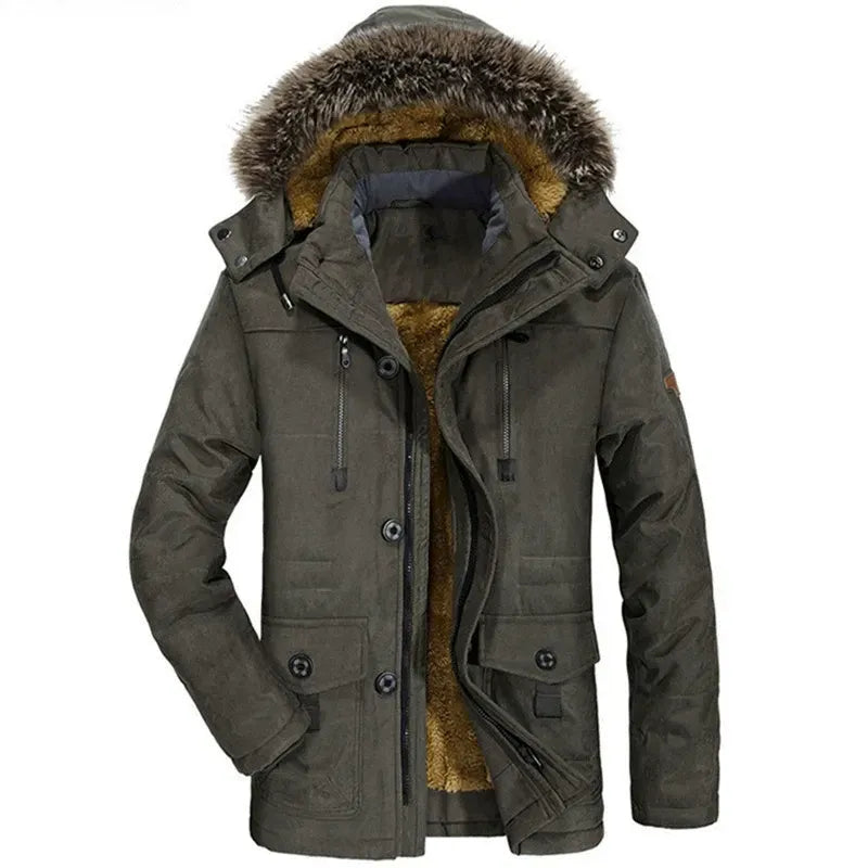 Premium Black Fur-Hooded Winter Jacket